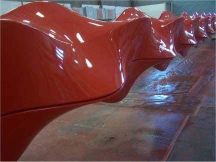 Page 3 Some possible FRP finishes: glossy, polymer concrete, and translucent Production: Open Mold Process: The process