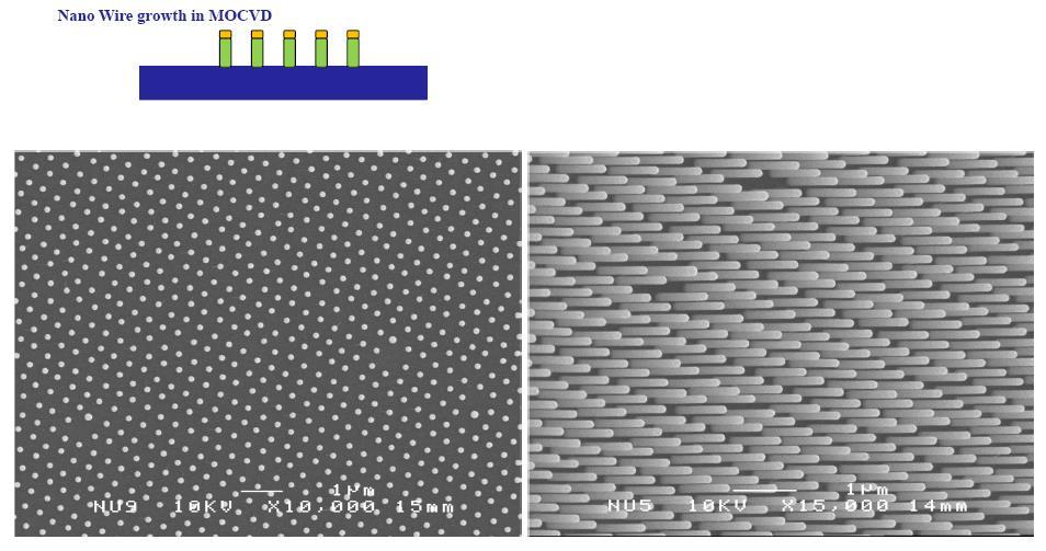 Applications: Nanowires pattering for LED The lifted sample can be used for MOCVD growth directly General