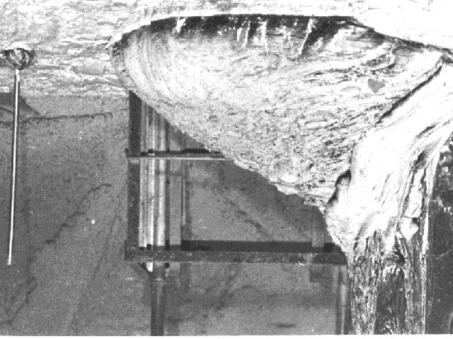 This image is of the reactors fuel sitting in the basement of the building. It melted its way through several concrete floors to finally end up in this structure known as the elephants foot.