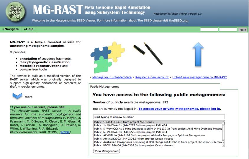 Scaling up an MG-RAST v2 ~3,500 users (data submitters) ~200 daily users (>10 minutes) V2.