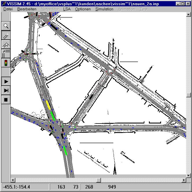 Design and Test : VISSIM (PTV AG) Microscopic traffic flow simulation based on calibrated traffic flow model Tool for comprehensive feasibility studies and capacity analysis Test and preview tool for