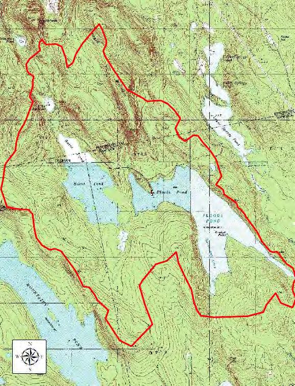 Watershed Map Drainage Area 8.8 square miles (5,632 acres). Topography Hills and lakes, glacial scoured.