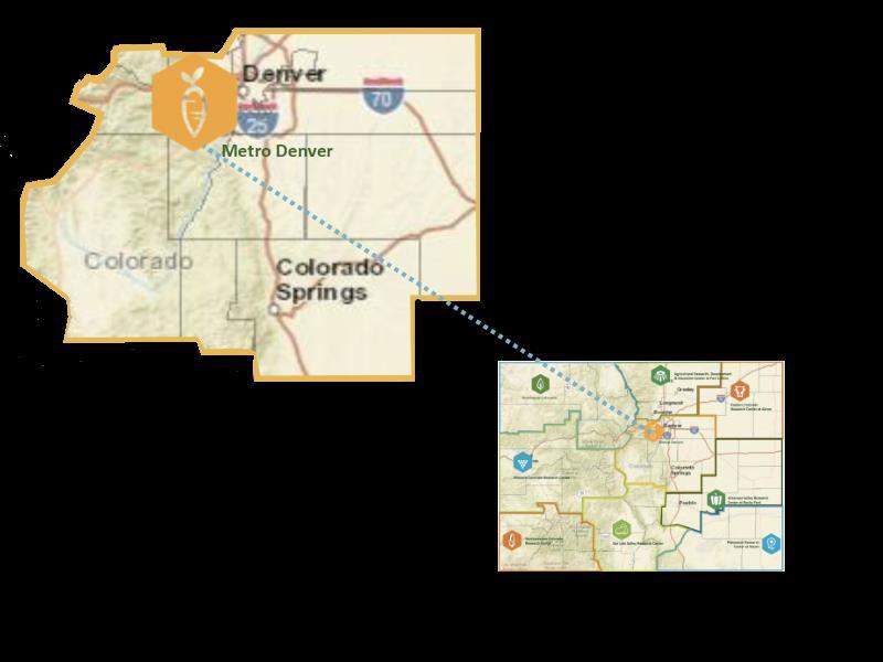 Denver MSA Region Overview The Denver MSA region is located in the central portion of the state and consists of Adams, Arapahoe, Broomfield, Clear Creek, Denver, Douglas, El Paso, Elbert, Gilpin,