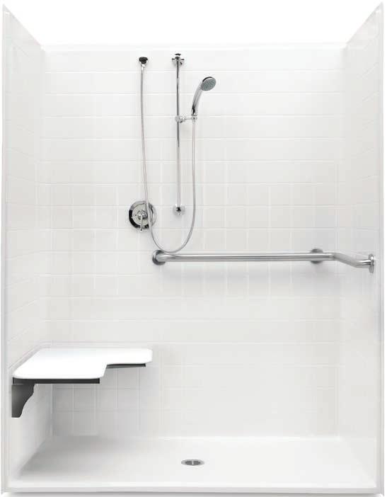 60" SHOWERS These larger products are used in many commercial applications to accommodate walk-up, transfer or wheelchair roll-in without difficulty.