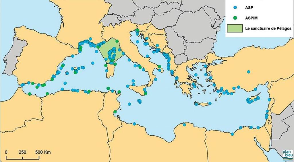The protection status of the Mediterranean Sea S 2.5 million km² L 46,000 km a link between 3 continents only 3,8% under protection (0.4% without Pelagos) - 0.3 % of ocean volume - 0.