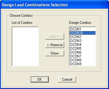 Load combinations have been defined as selected code from previous step.