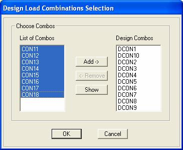 Step 8-6: Specify Load Combination for Concrete Frame Design Go to Design >> Concrete Frame Design >> Select Design Combo, select CON11 to CON18 from left