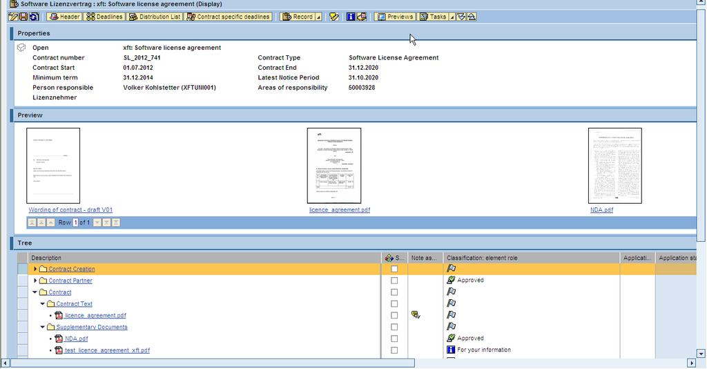 The file contains not only all the documents directly related to the contract, but also information about contract partners, contract relationships, and any other SAP objects.