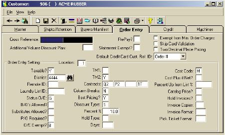 Minimum Margins by Customer The Customer Order Entry Tab Hold Type/Days box displays whether the customer pays a minimum gross profit on all items purchased.