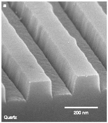 Laser-Assisted Direct Imprint, LADI SEM image of the cross-section of samples patterned using LADI.