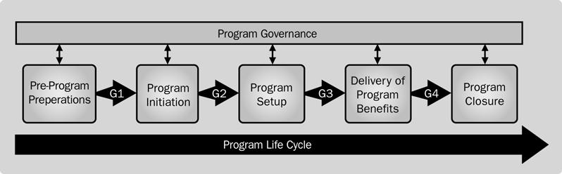 This section highlights governance activities, and how it should be applied throughout the program management life cycle. The mechanisms for doing so are described in Chapter 15.