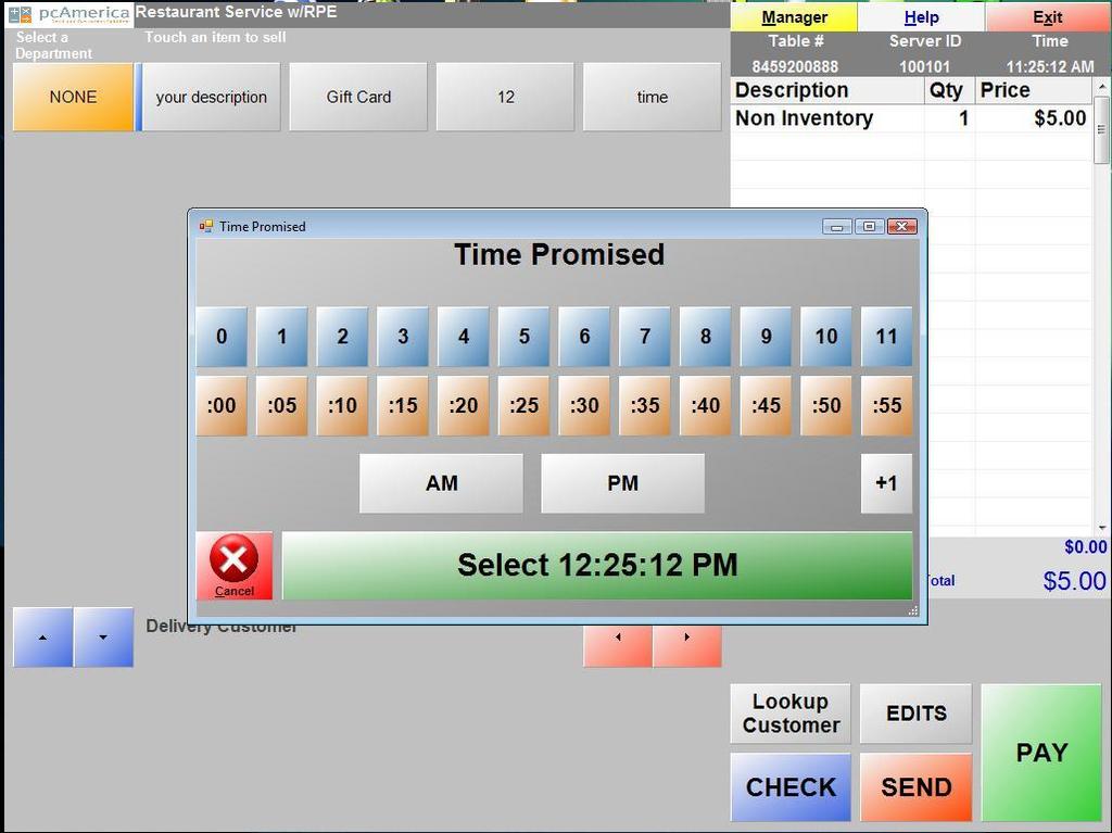 Note that Customer # shows on top as the Table # and Customer s Name shows on left next to Blue up and down arrows. 7.