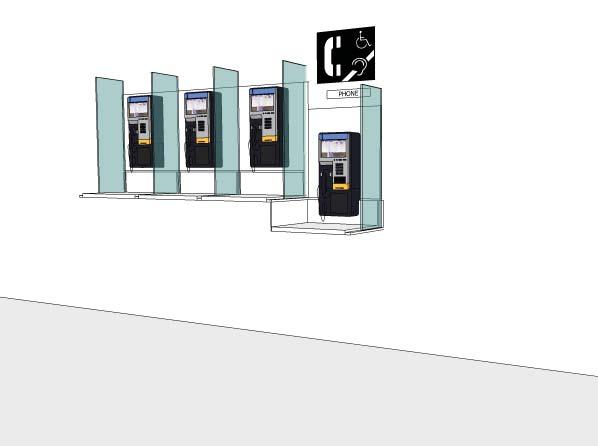 2.9 Public Telephones Best Practice Where more than four public telephones are provided on an accessible floor level, equip one phone with a fixed TTY device, mounted below the phone without