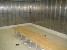 6.8 Change Rooms 6.8.3 Change Room Amenities Change room amenities typically include, but are not limited to, benches, lockers, showers and washrooms. 6.8.3.1 Permanent Benches Where permanent benches are provided: a.