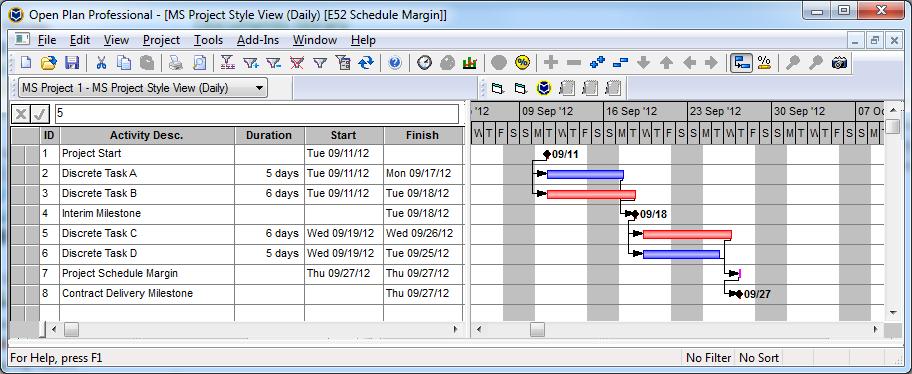 Worked Example The schedule has been defined