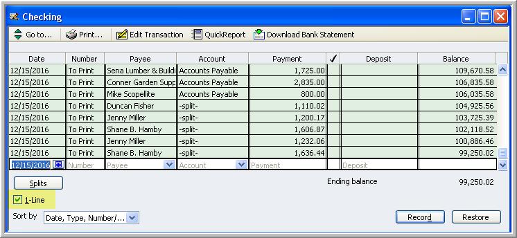 3 Click 1-line to display more transactions - Practice in Core Training Check the box next to 1-line in the lower