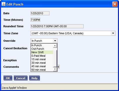 If an employee works a shift that crosses the 12:00 a.m. (midnight) Day Divide, the In punch should be entered on the day that the shift begins and the Out punch should be entered on the day that the shift ends.