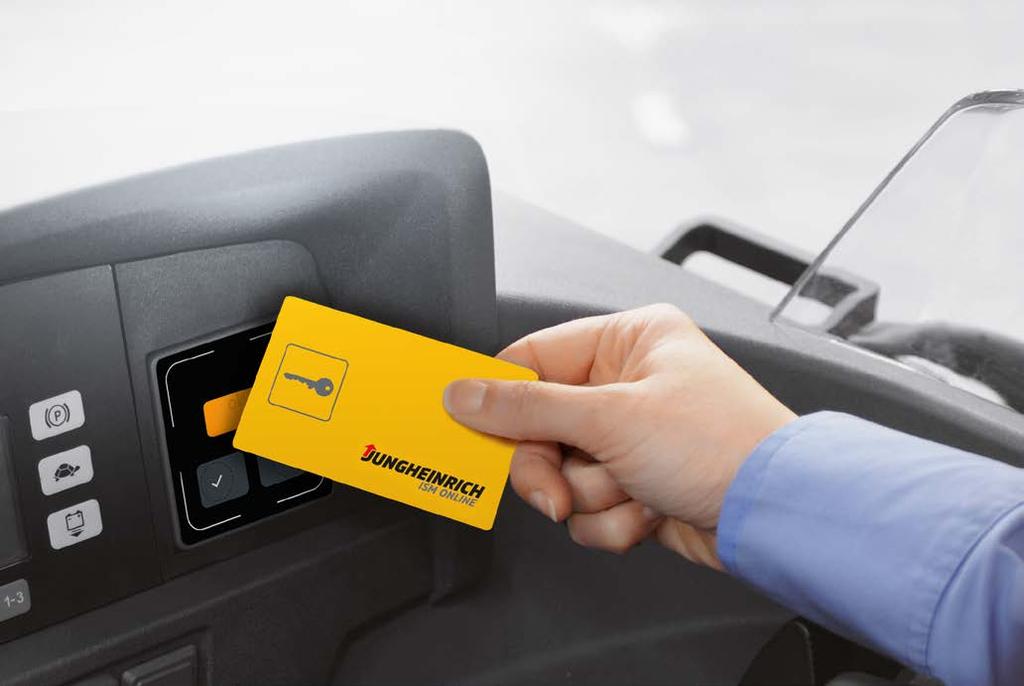 The transponder is available as a card or key fob. The Safety, Productivity, Battery Management* and Access Control modules round out fleet analysis.