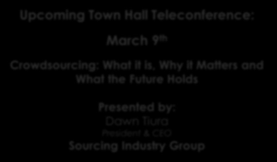 SIG Town Hall Teleconferences bring a small group of buy-side ONLY attendees together for a facilitated discussion on top-of-mind issues in an open-mic, private