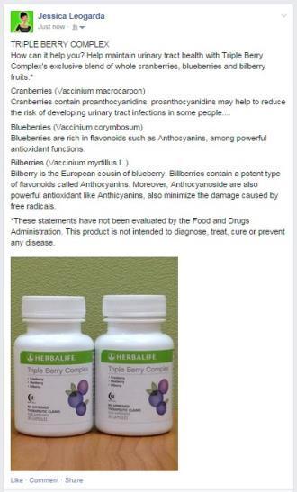 PRODUCT CLAIMS Example: When posting online, add official disclaimer text: * Herbalife products are only nutritional food supplements.