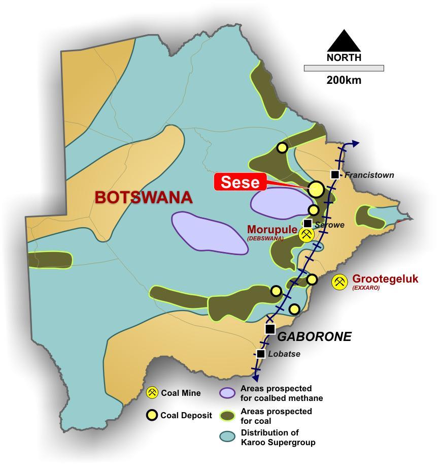 Sese project location Botswana an emerging global coal province Stable, safe and secure jurisdiction Widely perceived as an excellent investment destination by mining companies (and their bankers)