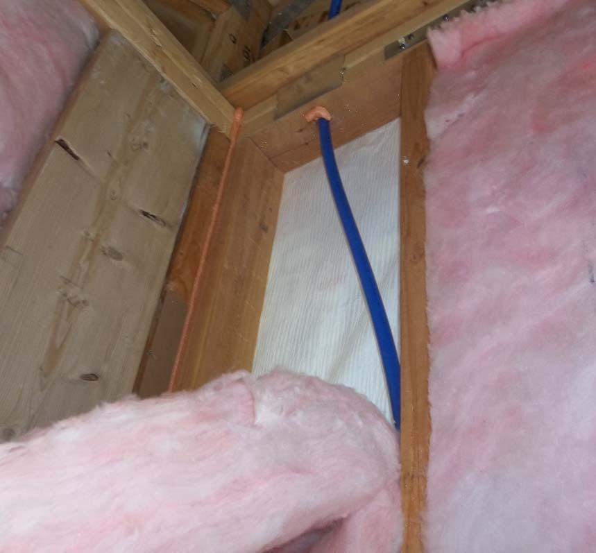 The delamination must ensure that the full thickness of the insulation is installed between the obstruction and the finish material covering the framing.