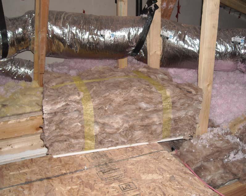 Attic Access (see RA3.5.X.3.4) Permanently attach rigid board insulation or batt or blanket insulation with the appropriate R- value to the access door using adhesive or mechanical fastener.