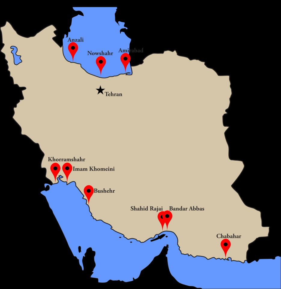 Iran Ports South Ports: 10 (Imam Khomeini, Shahid