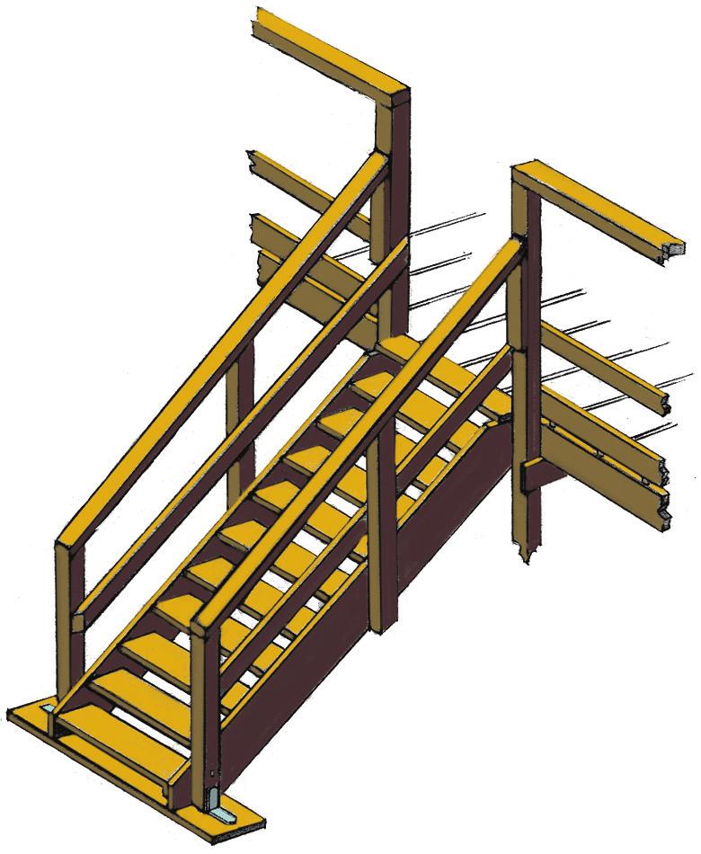 Ramp with cleats Elevated runways for wheeling concrete and other materials must be constructed to handle heavy loads. Stairs Stairs must be safe and easy to use.
