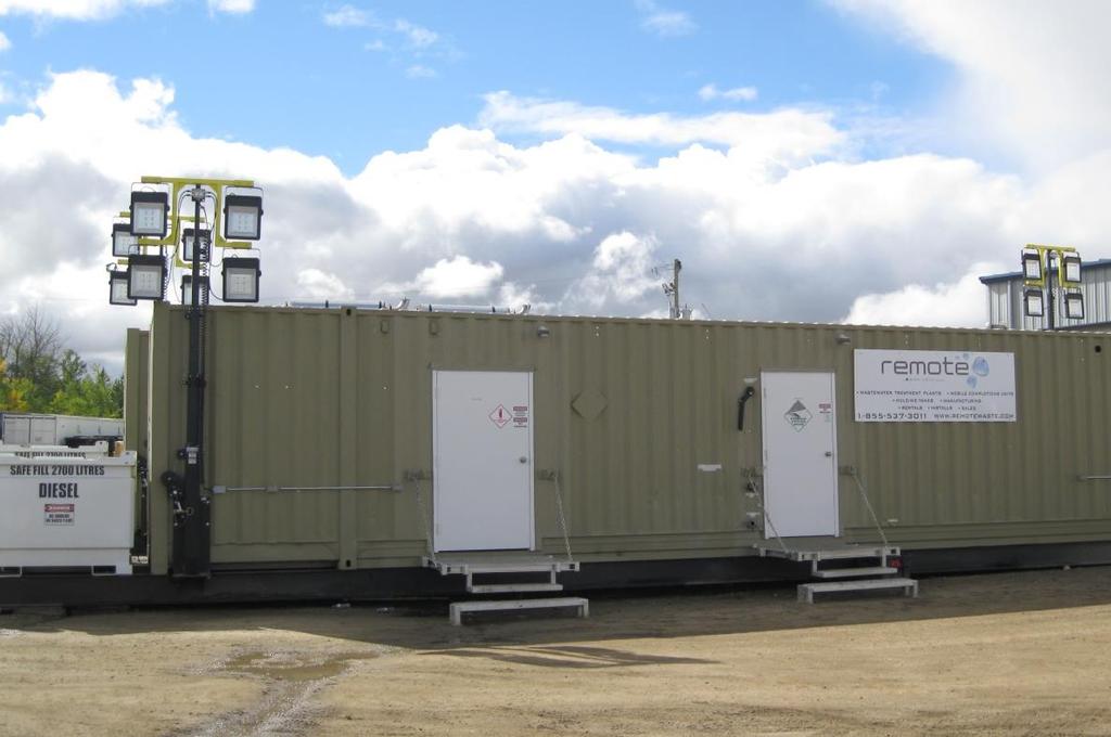 MCU Treatment features Two 125 Kw diesel generators 700 gal (2700 L) diesel storage tank 50 man WWTP with Membrane Filtration to treat the sewage to a reuse quality Washroom facilities consisting of
