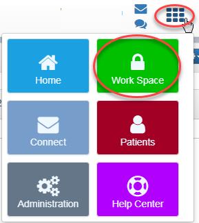Accessing the Learning Center via MyCare Please follow the instructions below after you have logged on to MyCare. 1. Click on the tiles in the upper right hand corner and select Workspaces. 2.