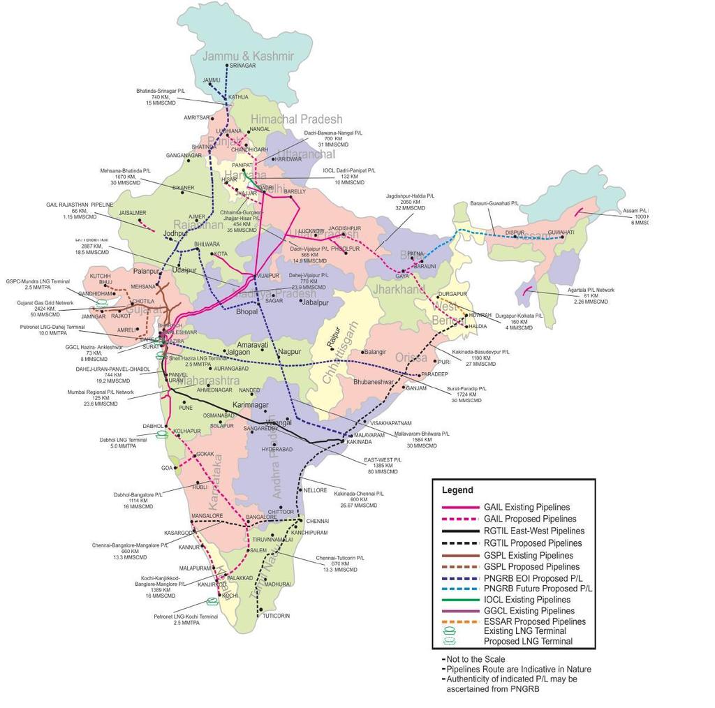 ENERGY MAP OF INDIA Gas Pipeline Network Source: Petroleum & Natural Gas Regulatory