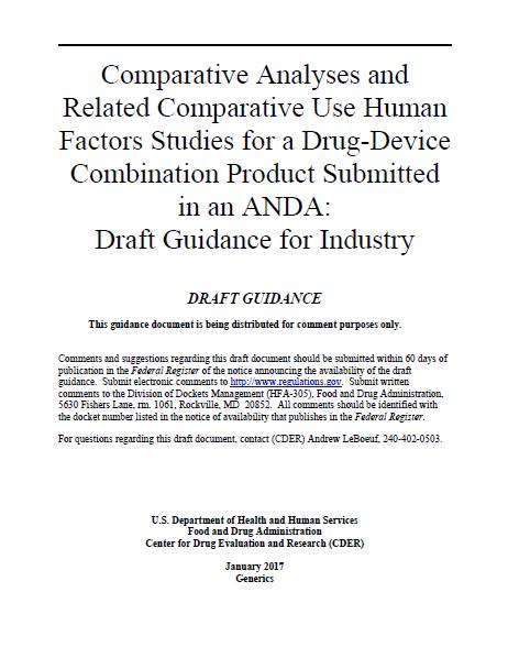 Draft Guidance Focuses on the analysis of the proposed user interface for the generic drug-device combination product (generic combination product) when compared to the user interface for the