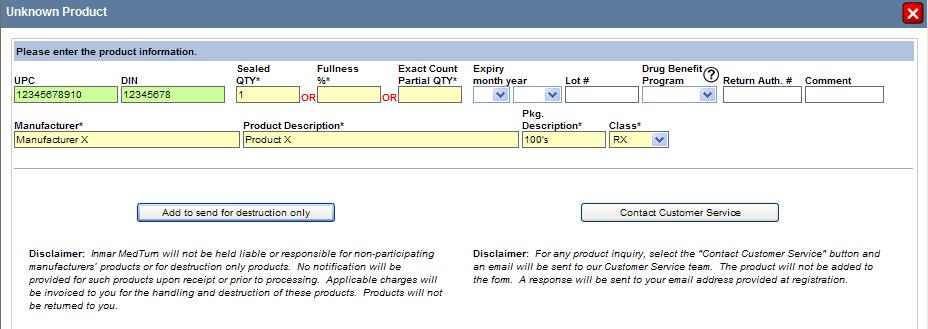 How to Create your Returns Inventory If the product cannot be found, the adjacent message will appear.
