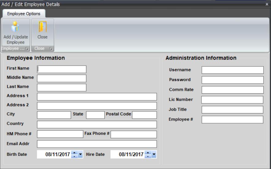 3.92 Edit Employee Clicking the Edit Employee button will allow you to edit any existing employees data within the database.
