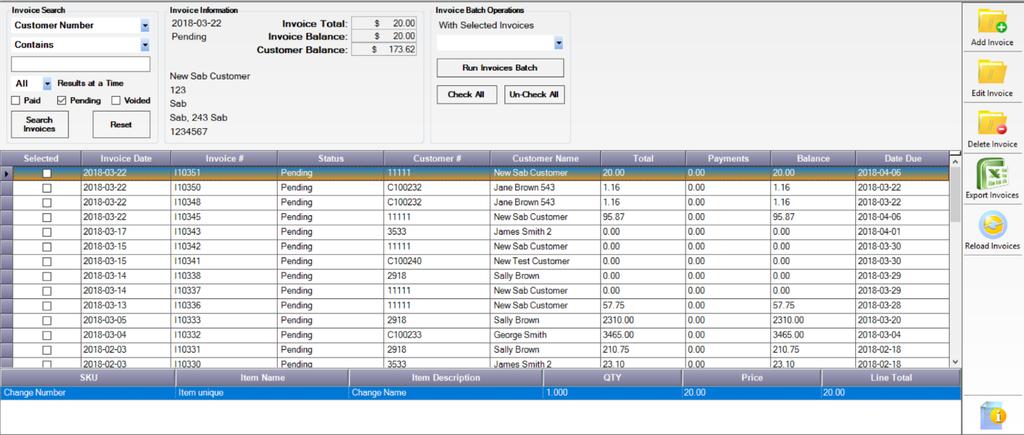 9.0 Invoices s The Invoices screen is where you will manage all of your invoices.