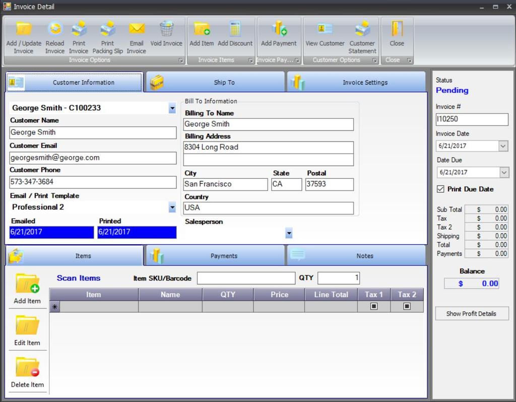 9.11 Customer Information 2 1. Select from the drop-down the name of the customer the invoice is for. If the customer is missing, add them in the Customer page, Section 5.2 2.