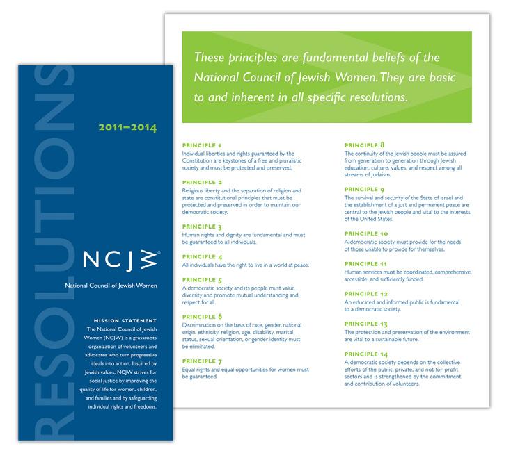NCJW Resolutions Brochure Four-panel brochure outlining NCJW s resolutions.