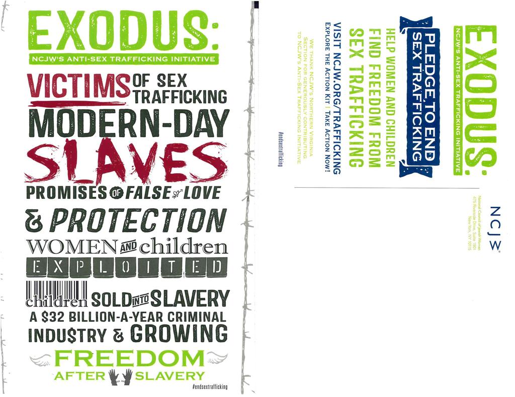 6 x 4 Full Color 25/pk (while supplies last) Exodus Postcard Large- postcard highlighting Exodus: NCJW s