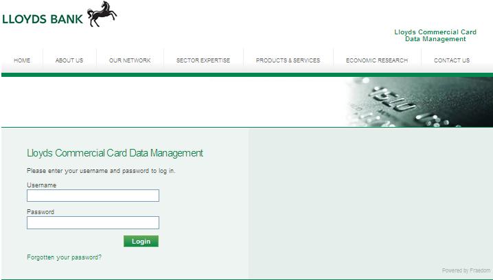 The Login Page You can login to Commercial Card Data Management (CCDM) here: https://www.lloydsbank-datamanagement.com/secure/welcome.