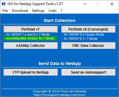 Figure 57) Screenshot of Perfstat Windows GUI. When a Perfstat finishes running, the tool zips the contents up for submittal to NetApp Support.