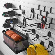 An assortment of hooks easily attach to GearTrack Channel and give every item a secure, yet repositionable