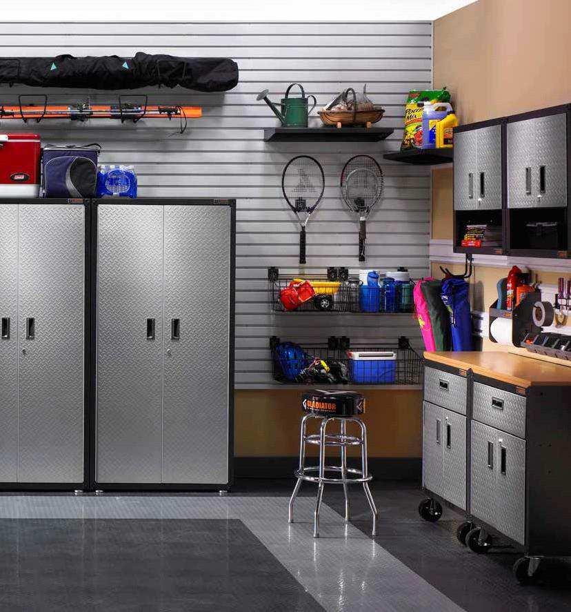 A flexible organisation system designed to create a seamless look in the garage CREATE A WALL ORGANISATION SYSTEM GET YOUR GEAR OFF THE FLOOR AND ONTO THE WALL