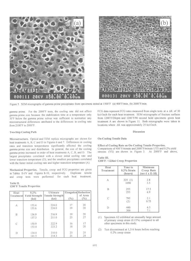 Figure 5. SEM micrographs of gamma prime 