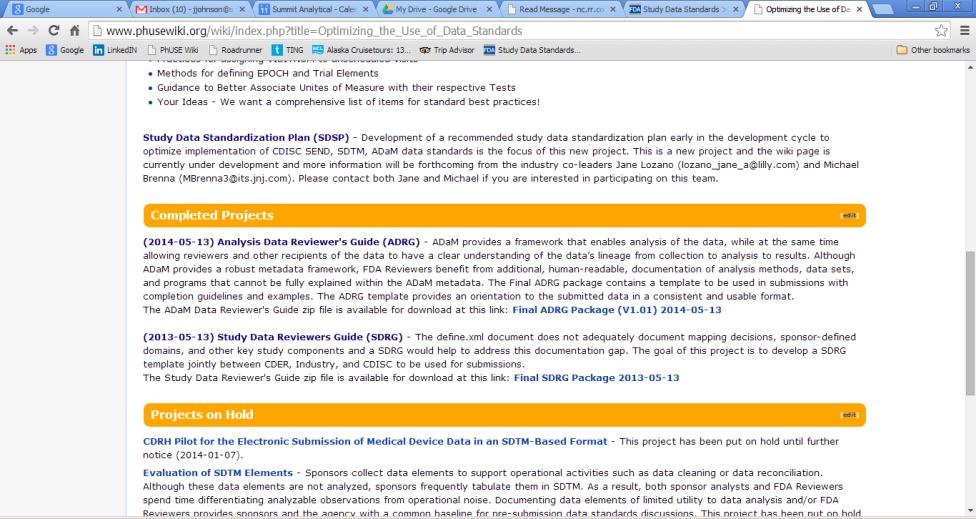 PhUSE Wiki Optimizing Data Standards Completed Projects Clinical Data Submitted with Applications Category Phase I and Phase IIa Trials (Early Development trials) Description of Materials Recommend