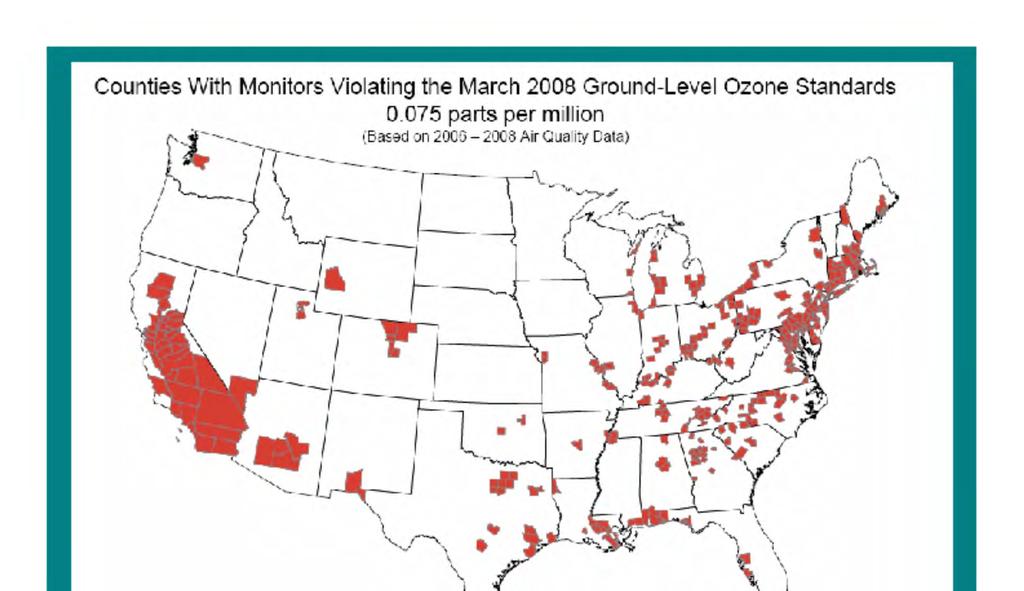 Counties With Monitors Violating the March 2008 Ground-Level Ozone Standards 0.