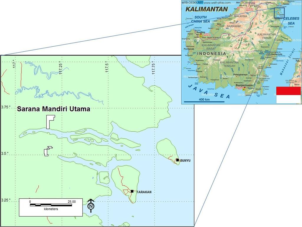 SARANA MANDIRI UTAMA ( SMU ), East Kalimantan: High Priority Exploration The 5,250Ha SMU concessions are located in the north of Kalimantan with easy access to the adjacent river system.