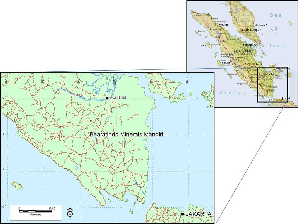 Figure 10 Location of the Bharatindo Minerals Mandiri concession in southern Sumatra.