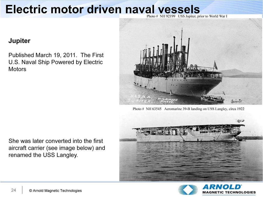 The first electric motor powered (USA) navy