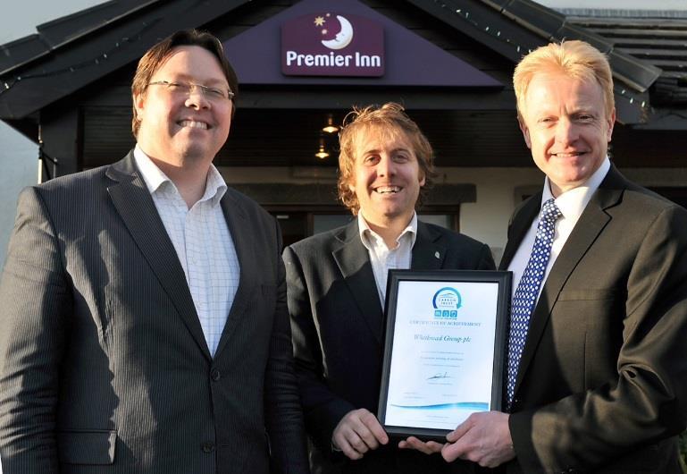 Whitbread Whitbread became the first organisation to achieve all three Carbon Trust Standard certifications for carbon, water and waste in February 2014 Covering over 665 Premier Inn hotels and 380
